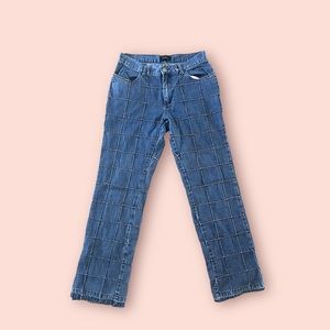 Riveted Lee Square Patchwork High Rise Straight Jeans
